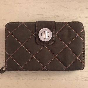 Vera Bradley Turn Lock Quilted Wallet in Brown